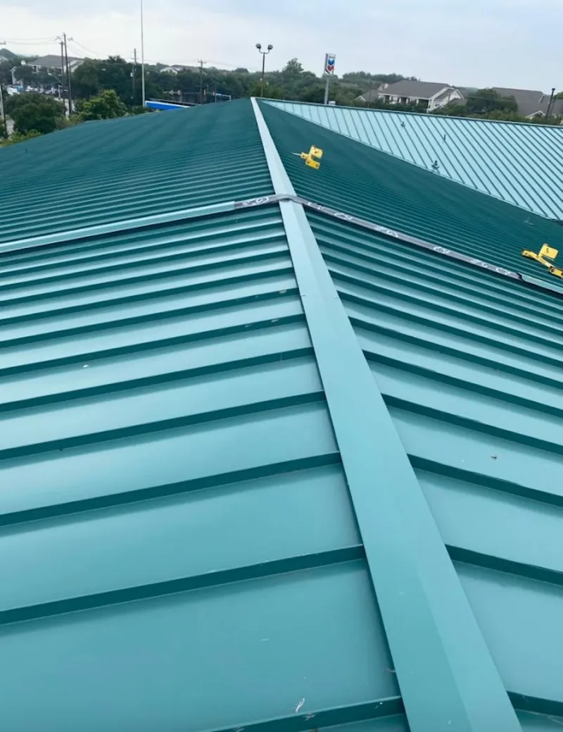 Green commercial metal roof ridge and valley for Metal Roof Repair in Port Charlotte